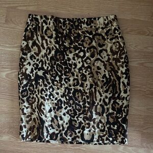 Merona Brown and Tan Leopard Print Pencil Skirt